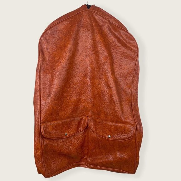 Vintage 70s Warm Orange Vinyl Garment Bag